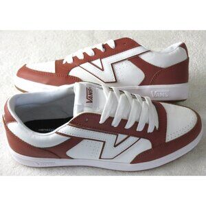 Vans Men's Lowland Cc 2 Tone Leather Auburn Brown White Skate Shoes Sizes NIB